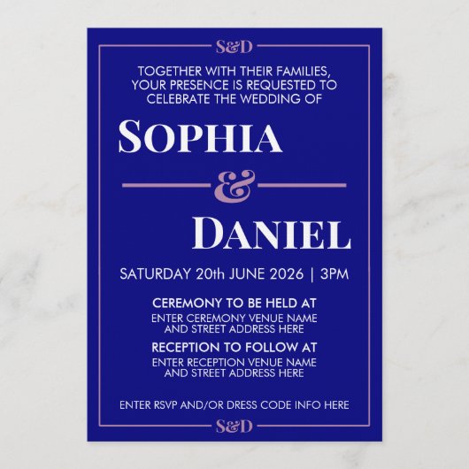 Invitation Mariage minimaliste moderne éditable (Devant)