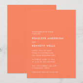 Invitation Mariage minimaliste moderne électrique mandarine (Devant / Derrière)