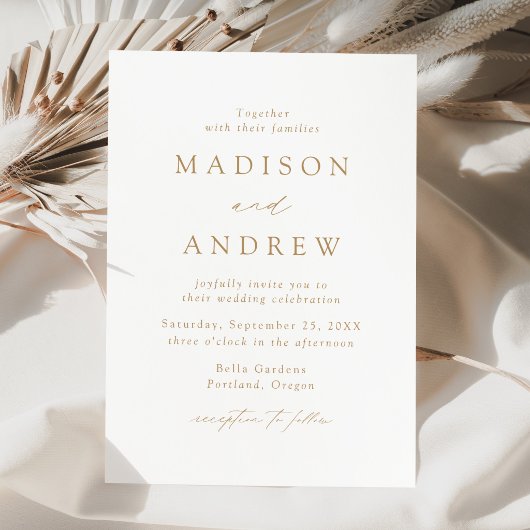 Invitation Mariage Minimaliste Moderne Élégant Or