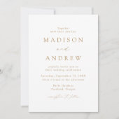 Invitation Mariage Minimaliste Moderne Élégant Or (Devant)