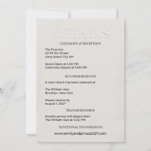 Invitation Mariage Minimaliste Moderne Encart DETAILS