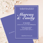 Invitation Mariage minimaliste moderne et blanc<br><div class="desc">Conception d'invitation de mariage moderne,  minimaliste et tendance caractéristiques 2022 palette de couleurs de périwinkle bleu arrière - plan avec des blocs de texte personnalisables blancs dans les polices modernes</div>
