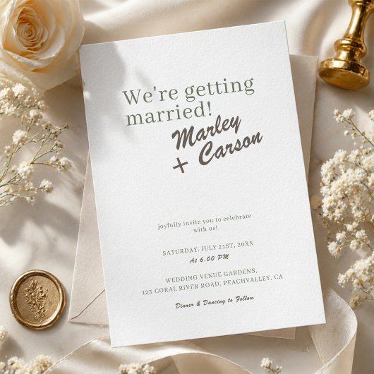 Invitation Mariage minimaliste moderne funky blanc