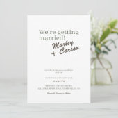 Invitation Mariage minimaliste moderne funky blanc (Debout devant)