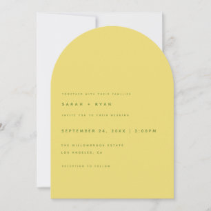 Invitation Mariage minimaliste moderne jaune citron sous une