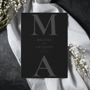 Invitation Mariage Minimaliste Moderne Mat Noir