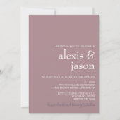Invitation Mariage minimaliste moderne Mauve (Devant)