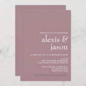 Invitation Mariage minimaliste moderne Mauve (Devant / Derrière)