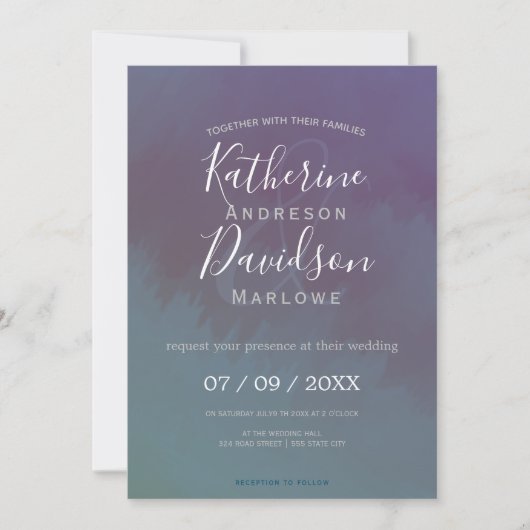 Invitation Mariage minimaliste moderne Mist (Devant)