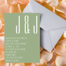 Mariage minimaliste moderne Monogram Sage Green