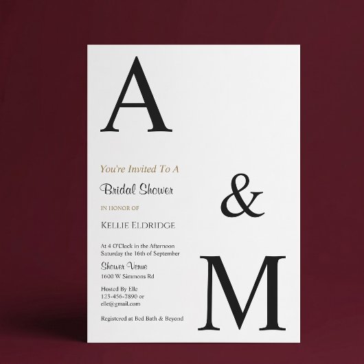 Invitation Mariage Minimaliste Moderne Monogramme