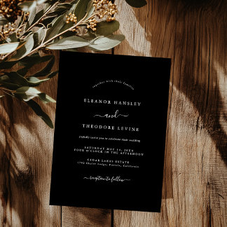 Invitation Mariage minimaliste moderne noir