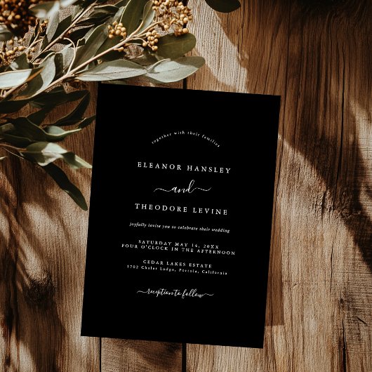 Invitation Mariage minimaliste moderne noir