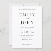 Invitation Mariage Minimaliste Moderne Noir & Blanc (Devant)