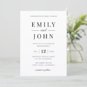 Invitation Mariage Minimaliste Moderne Noir & Blanc (Debout devant)