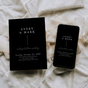 Invitation Mariage minimaliste moderne noir blanc
