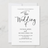 Invitation Mariage minimaliste moderne noir et blanc (Devant)