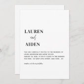 Invitation Mariage minimaliste moderne noir et blanc (Devant / Derrière)