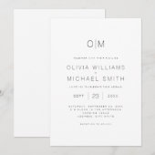 Invitation Mariage minimaliste moderne noir et blanc (Devant / Derrière)