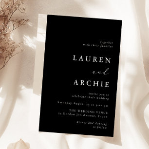 Invitation Mariage minimaliste moderne noir et blanc