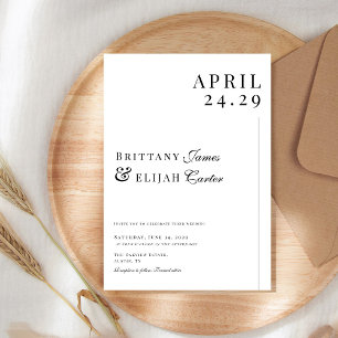 Invitation Mariage Minimaliste Moderne Noir et Blanc