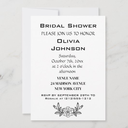 Invitation Mariage Minimaliste Moderne Noir et Blanc (Devant)