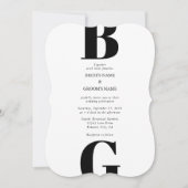 Invitation Mariage minimaliste moderne noir et blanc (Devant)