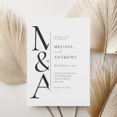 Invitation Mariage minimaliste moderne noir et blanc avec mon