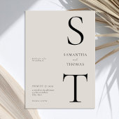 Invitation Mariage minimaliste moderne noir et ivoire