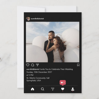 Invitation Mariage minimaliste moderne noir Instagram