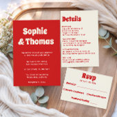 Invitation Mariage Minimaliste Moderne Rétro Rouge