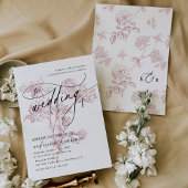 Invitation Mariage minimaliste moderne rose pâle