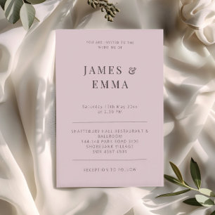 Invitation Mariage minimaliste moderne Rose terne