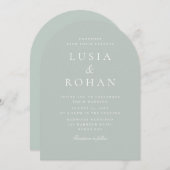 Invitation Mariage minimaliste moderne Sage Green (Devant / Derrière)