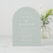 Invitation Mariage minimaliste moderne Sage Green (Debout devant)