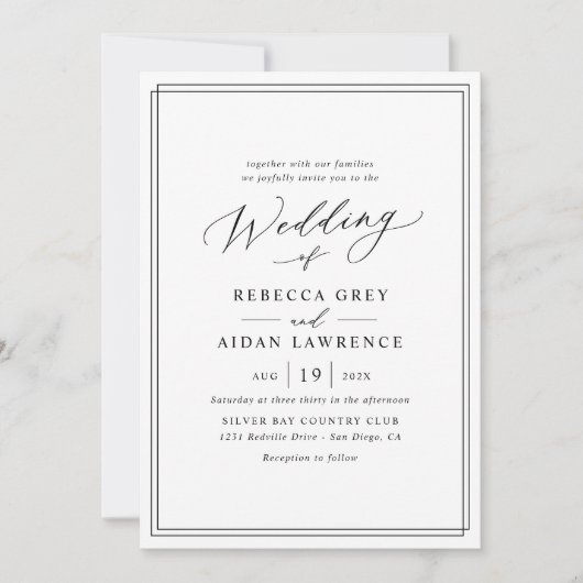 Invitation Mariage minimaliste moderne simple (Devant)