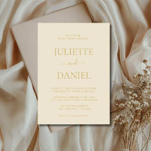 Invitation Mariage minimaliste moderne simple ivoire et or