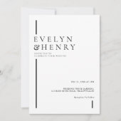 Invitation Mariage minimaliste moderne simple ligne noire (Devant)