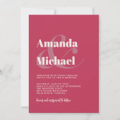 Invitation Mariage minimaliste moderne simple Magenta (Devant)