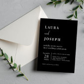 Invitation Mariage minimaliste moderne simple noir
