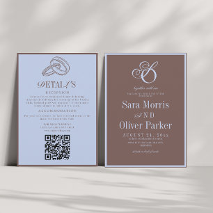 Invitation Mariage minimaliste moderne tendance marron et ble