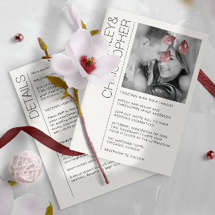 Invitation Mariage Minimaliste Moderne Tout-en-un Photo B&N
