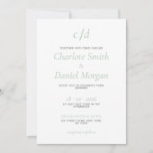 Invitation Mariage minimaliste moderne vert blanc (Devant)