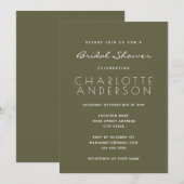 Invitation Mariage Minimaliste Moderne Vert Mousse (Devant / Derrière)