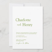 Invitation Mariage minimaliste moderne vert olive (Devant)