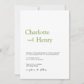 Invitation Mariage minimaliste moderne vert olive (Devant)