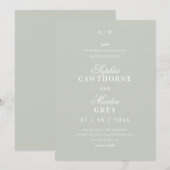 Invitation Mariage Minimaliste Moderne⎮Vert Sauge (Devant / Derrière)