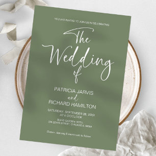 Invitation Mariage Minimaliste Moderne Vert Sauge