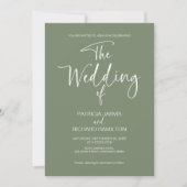Invitation Mariage Minimaliste Moderne Vert Sauge  (Devant)