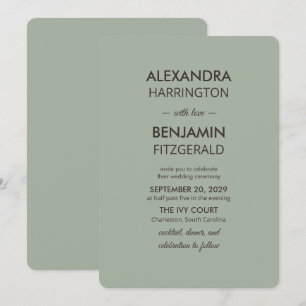 Invitation Mariage Minimaliste Moderne Vert Sauge Intempore